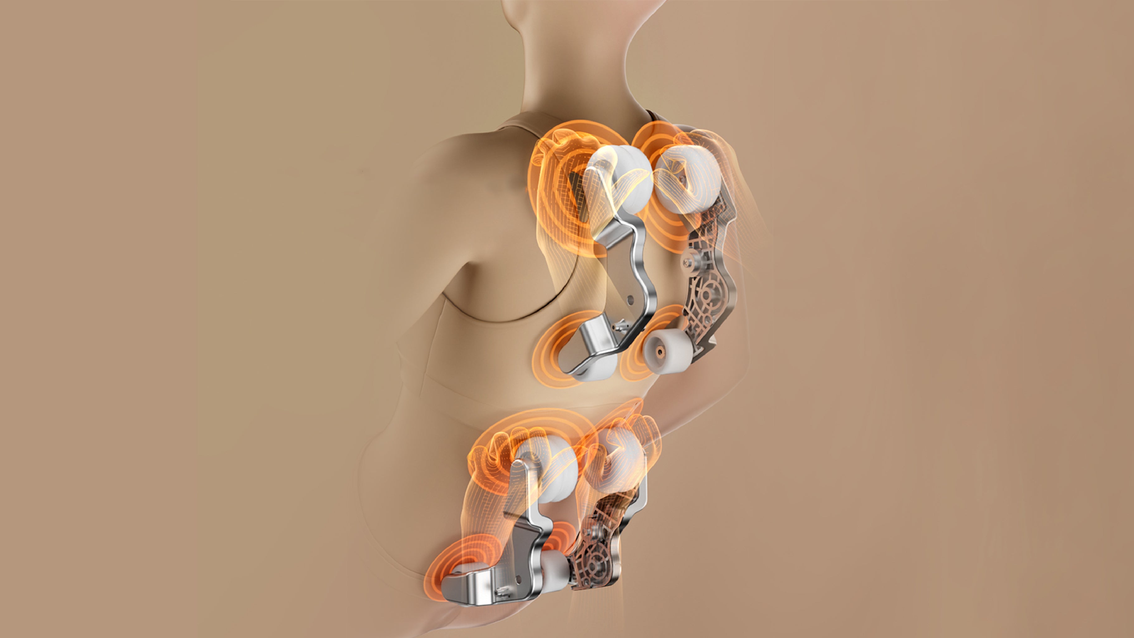 Picture of 4D dual mechanism massage rollers in human body